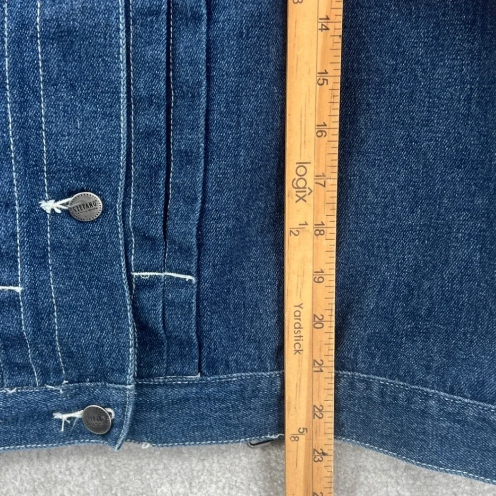 Stefano International Vintage Denim Vest Size M Blue Plaid Yoke 90s Utility‎